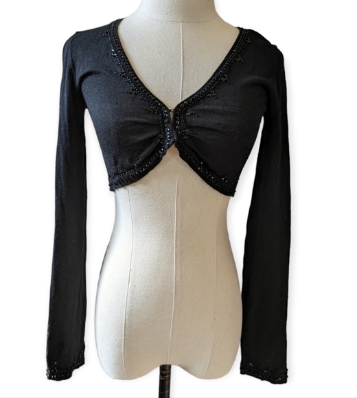 Vintage Tops - Y2K Black Sequin Bolero Top